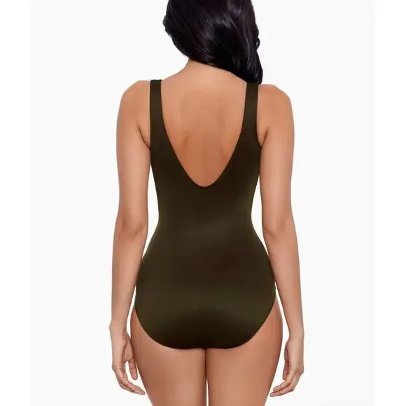 MiracleSuit Esmerelda Olivetta Green One Piece size 16 New with tags - Picture 3 of 8